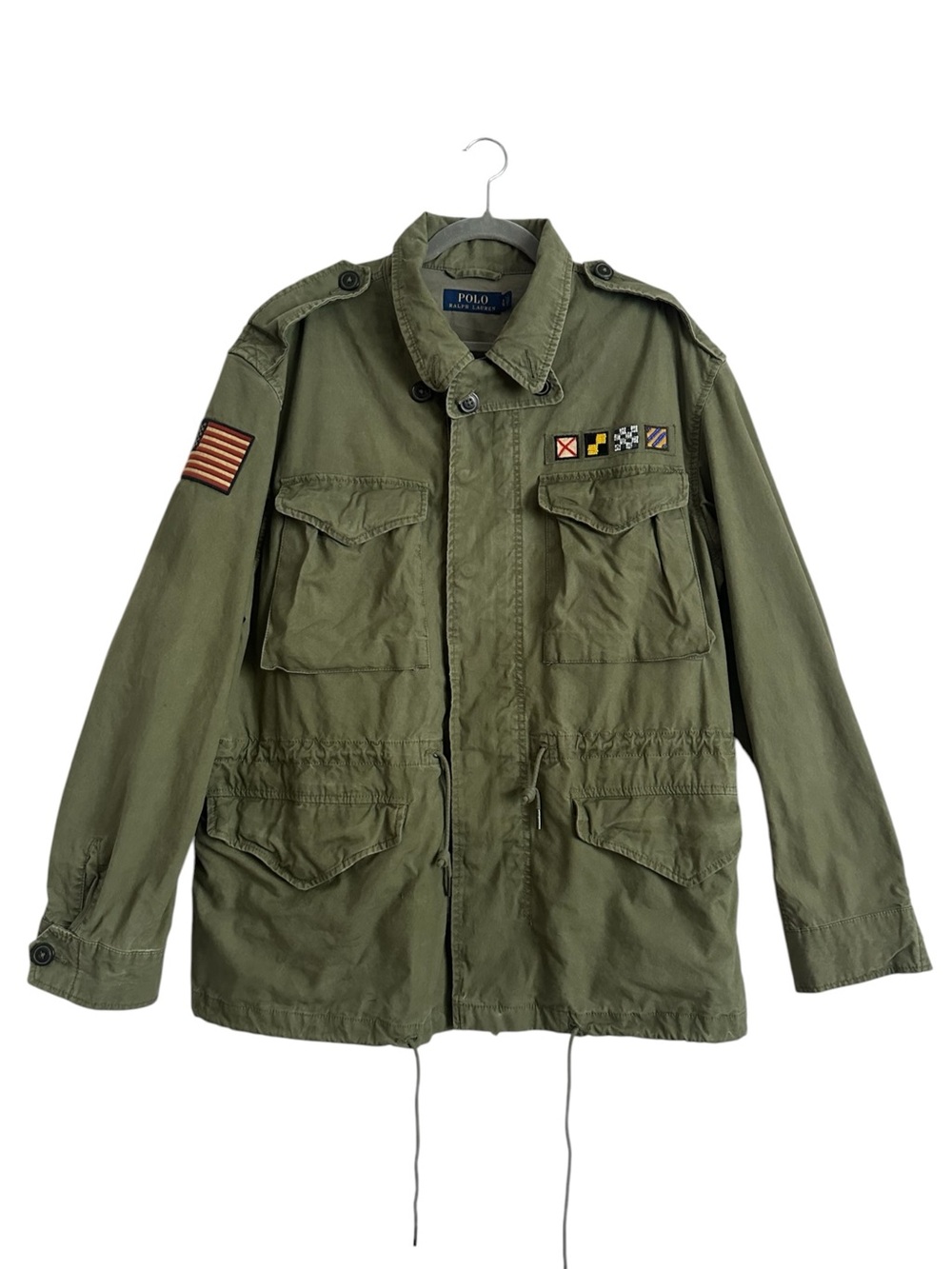 Polo Ralph Lauren Military M65 Field Jacket Flag Patches Olive XL
